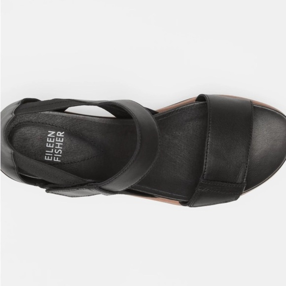 NWT Eileen Fisher Luck Smooth Leather Wedge Sandals, Size 7.5 - Picture 3 of 5